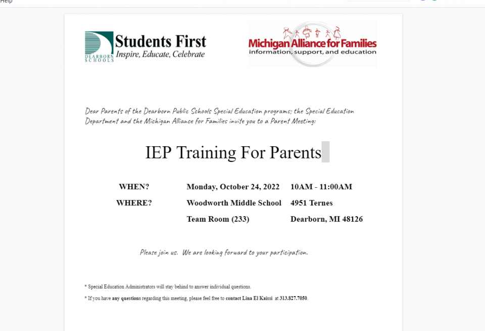 IEP Training for Parents of Students with Learning Disabilities or Special Needs