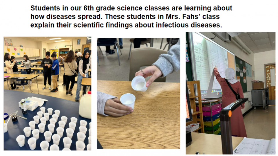 6th Grade Stout Students Learn How Diseases Spread in Science Class