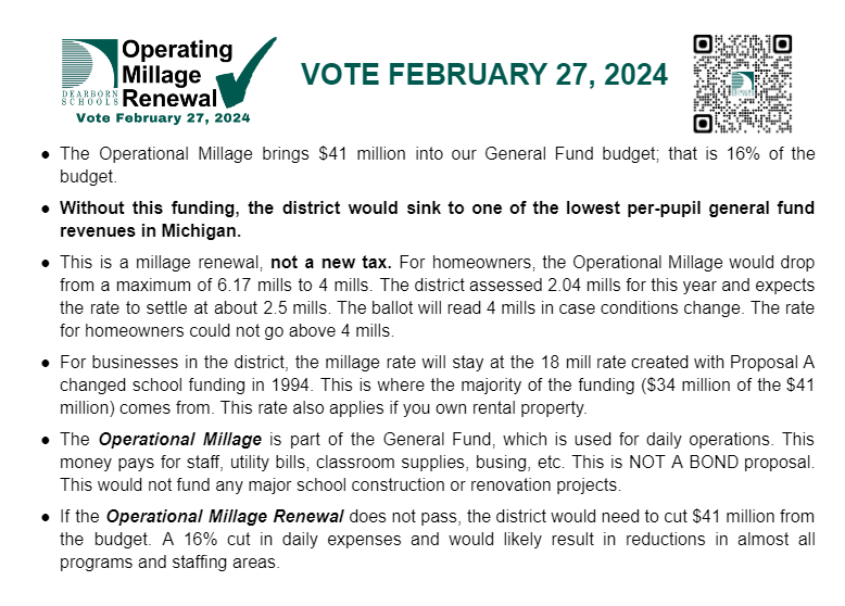  VOTE FEBRUARY 27, 2024 on the Operating Millage Renewal