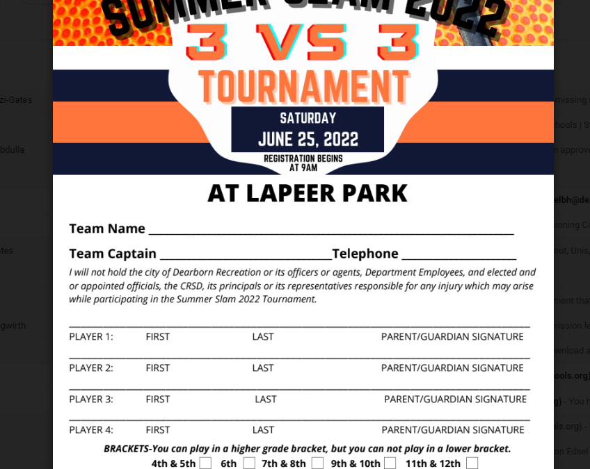 Summer Slam Basketball Tournament at Lapeer Park