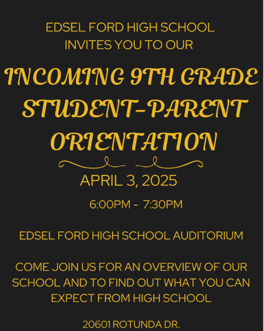 Edsel Ford High School Incoming 9th Grade Student Parent Orientation Night